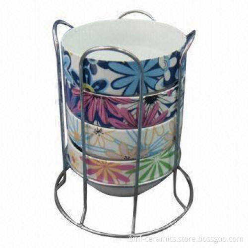 16oz Two-segment Bowl Set, Made of Porcelain, Various Designs are Available